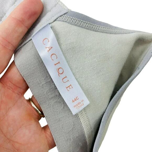 Lane Bryant Cacique Grey Cotton Lightly Lined No-Wire Full Coverage Bra 44C - Picture 7 of 8